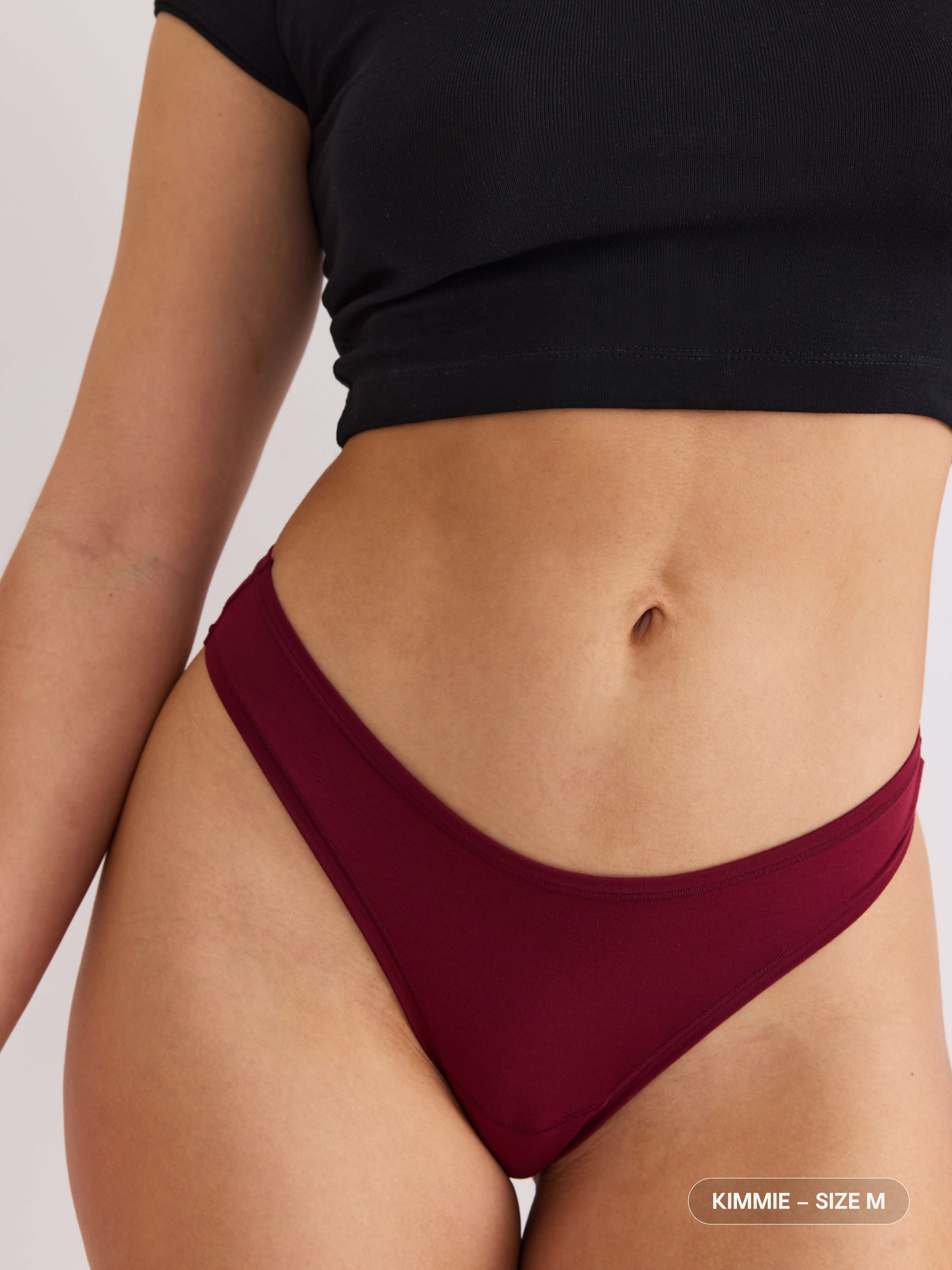 Merlot thong underwear front on model A #color_merlot