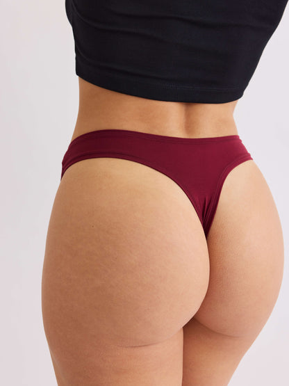 Merlot thong underwear back on model A 