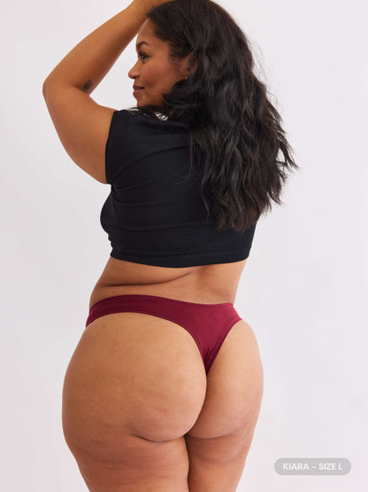 Merlot thong underwear back on model B 