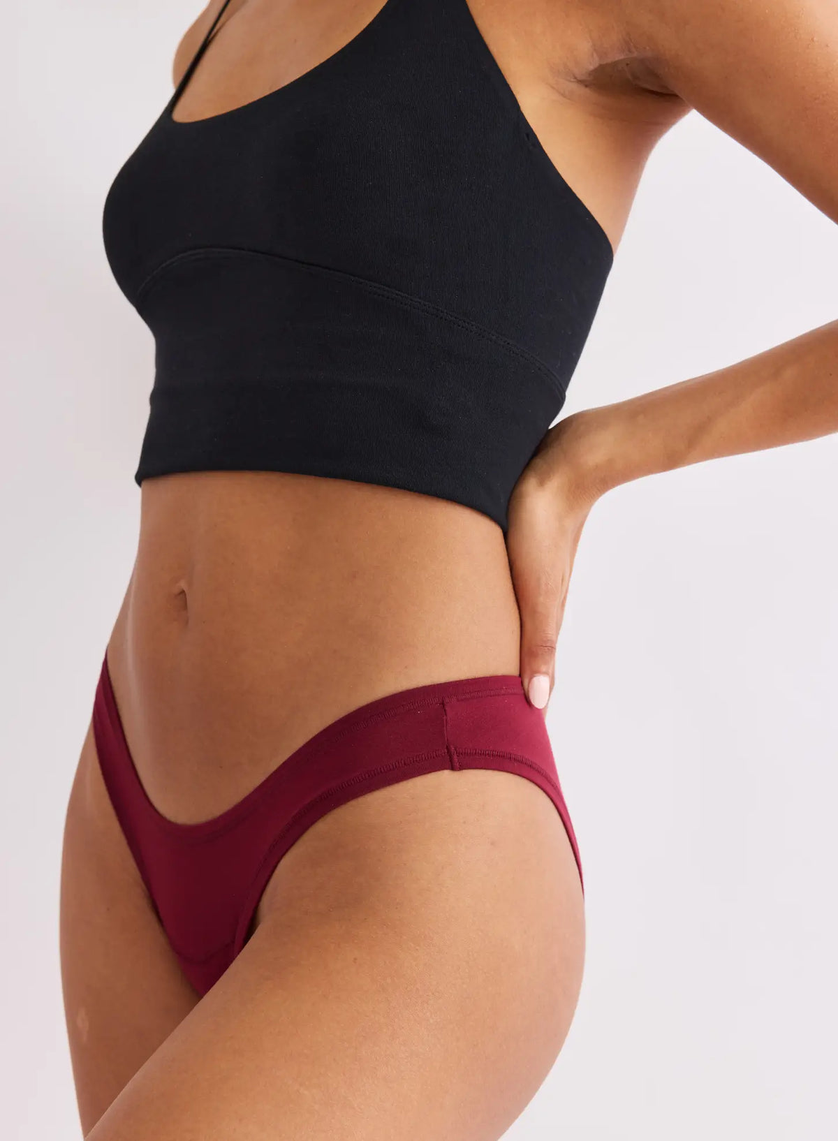 Merlot bikini underwear front on model B 