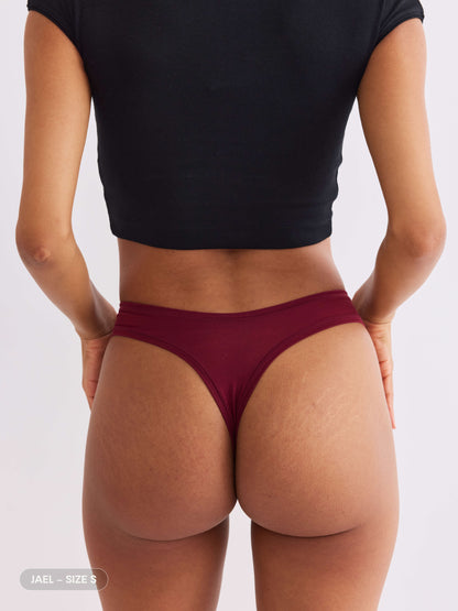 Merlot thong underwear back on model C 